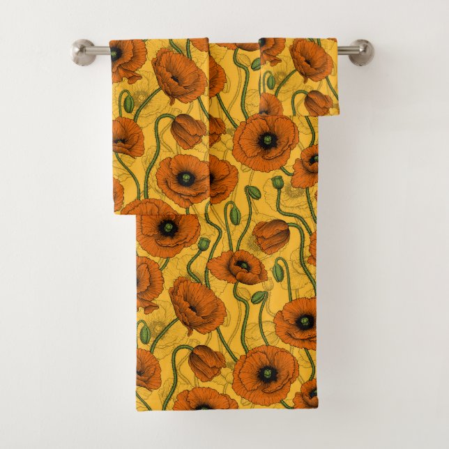 Orange Poppies Badhandtuch Set (Insitu)
