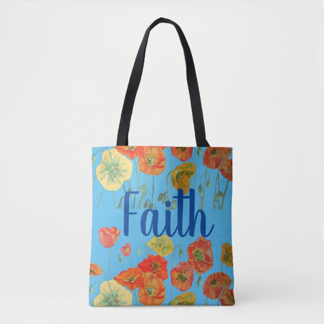 Orange Poppies floral Glaube spirituelle Tote Tasc Tasche (Vorderseite)