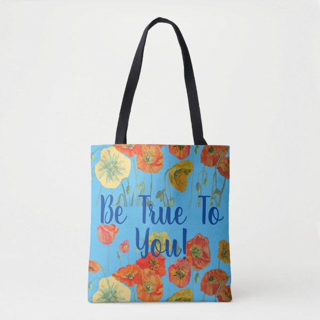 Orange Poppies Floral Soyez Vrai Pour Vous Sac fou (Devant)