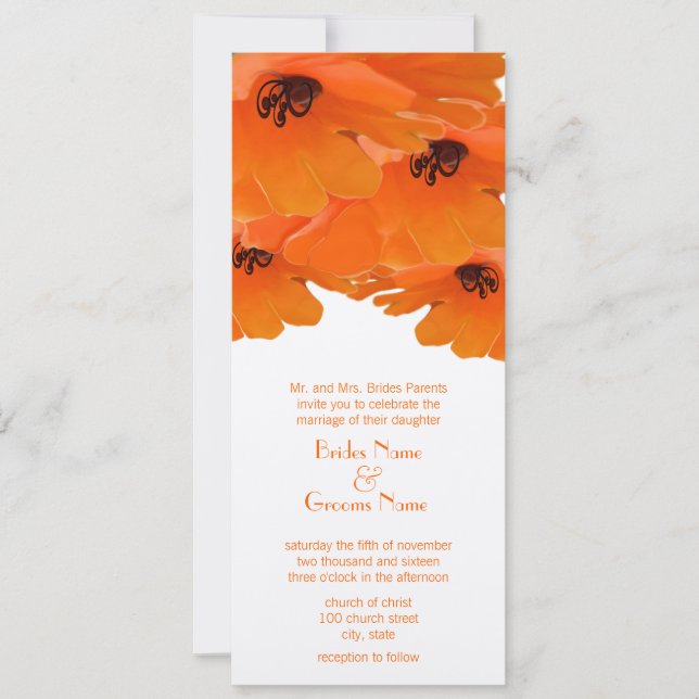 Orange Poppies Hochzeitseinladung Einladung (Vorderseite)