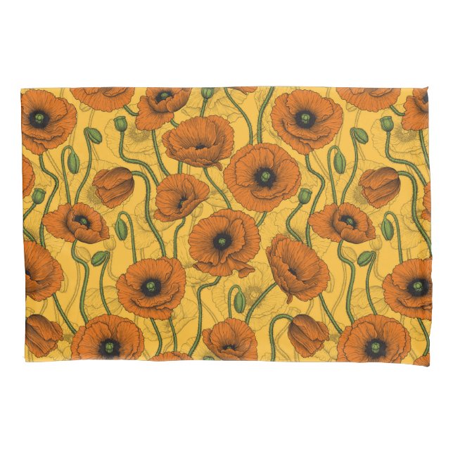 Orange Poppies Kissenbezug (Vorderseite-Links)