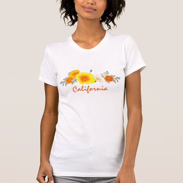 Orange Poppies mit kalifornischem Text-T - Shirt (Vorderseite)