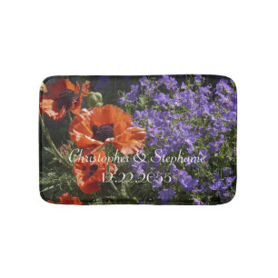 Orange Poppies Personalisiert Name Plush Badematte