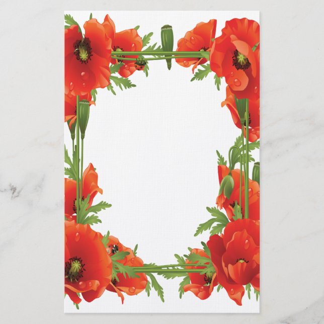 Orange Poppies Stationary Briefpapier (Vorderseite)