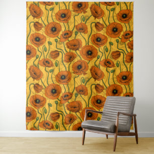 Orange Poppies Wandteppich