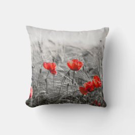 Orange Poppy Blume Field Minimalistisch Fotografie Kissen