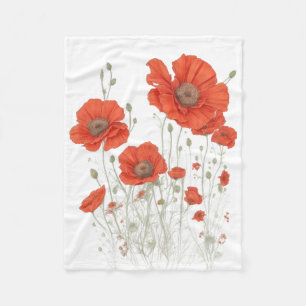 Orange Poppy Blume Fleecedecke