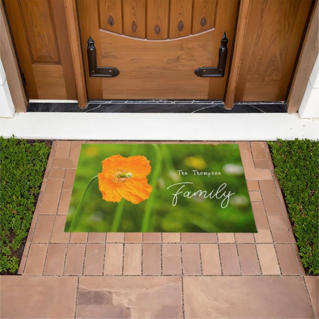 Orange Poppy-Blume für den Namen einer grünen benu Fußmatte (Außenbereich)