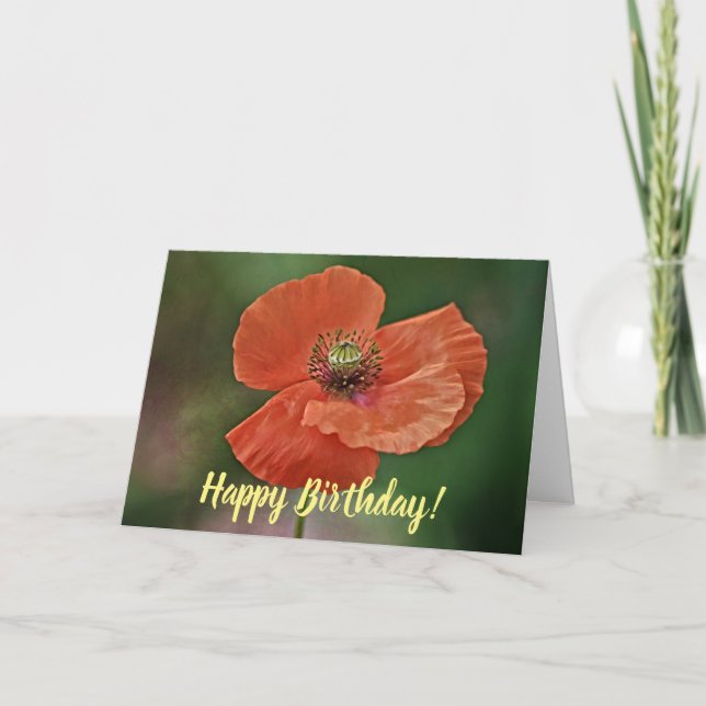 Orange Poppy Blume Geburtstagkarte Karte (Vorderseite)