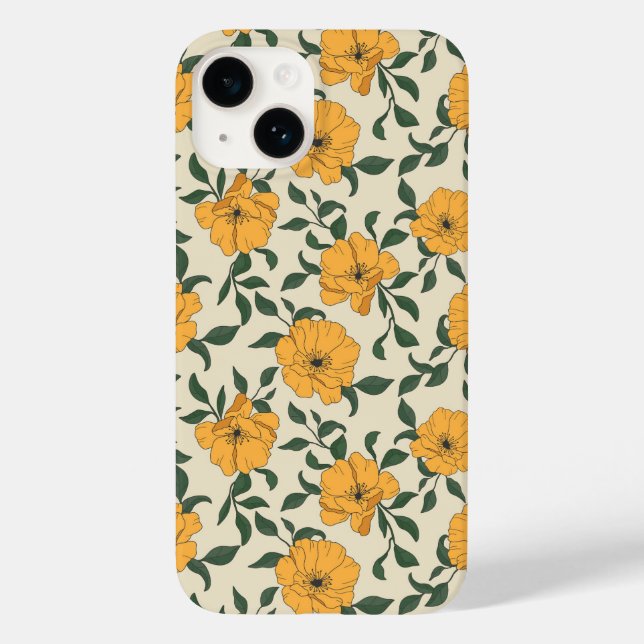 Orange Poppy Blume Pattern Case-Mate iPhone 14 Hülle (Rückseite)