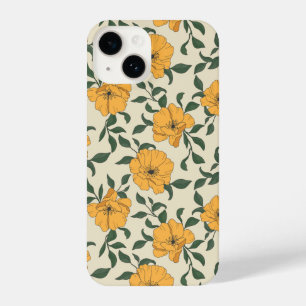 Orange Poppy Blume Pattern iPhone 14 Hülle
