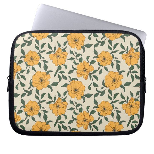 Orange Poppy Blume Pattern Laptopschutzhülle (Vorderseite)