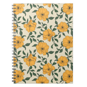Orange Poppy Blume Pattern Notizblock