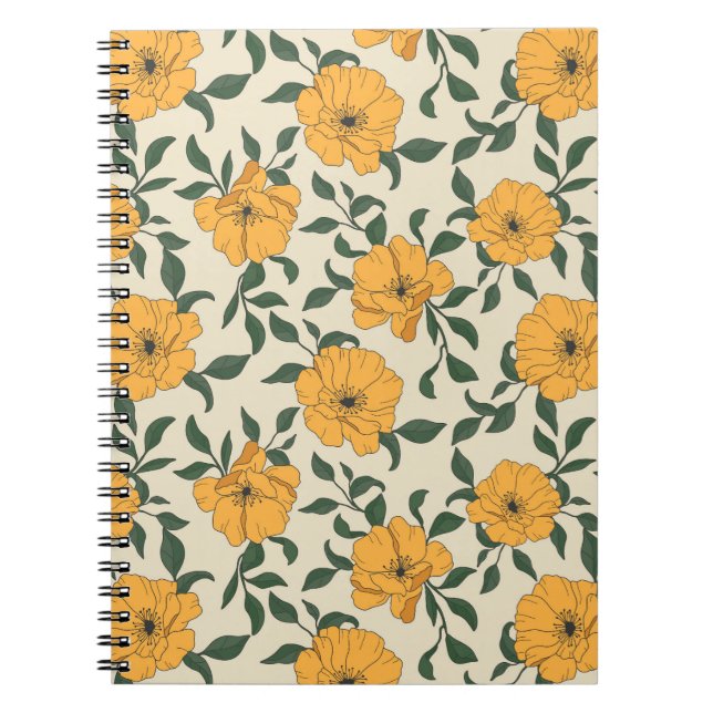 Orange Poppy Blume Pattern Notizblock (Vorderseite)