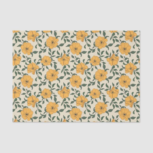 Orange Poppy Blume Pattern Seidenpapier (Vorderseite)