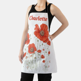 Orange Poppy Blume Personalisiert Schürze