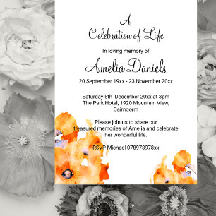 Orange Poppy Celebration of Life Card Einladung