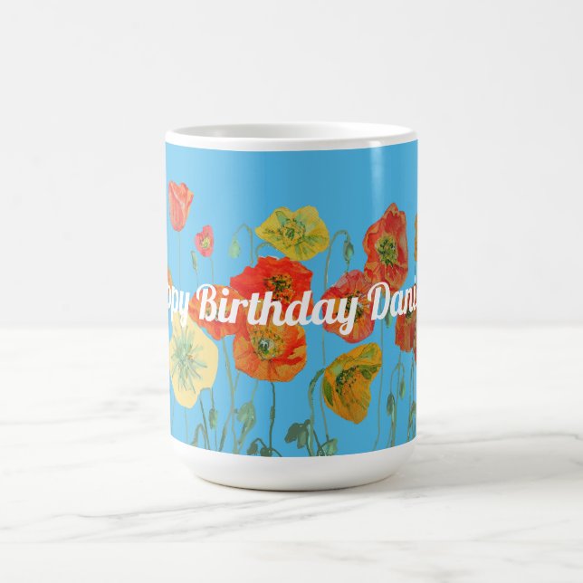 Orange Poppy Floral Blume Shabby Blumenkunst Tasse (Mittel)