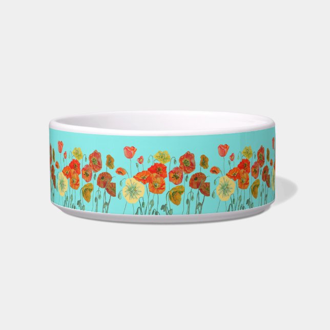 Orange Poppy hübsche Blume Aqua Blütentier Getränk Napf (Vorderseite)
