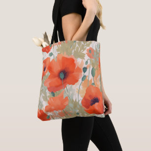Orange Poppy Meadow Tasche