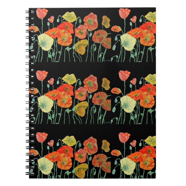 Orange Poppy Poppies Blume Notizblock (Vorderseite)