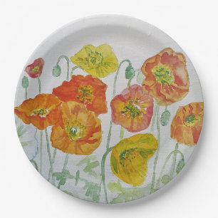 Orange Poppy Rose Blume Musterpapier Party Plättc Pappteller