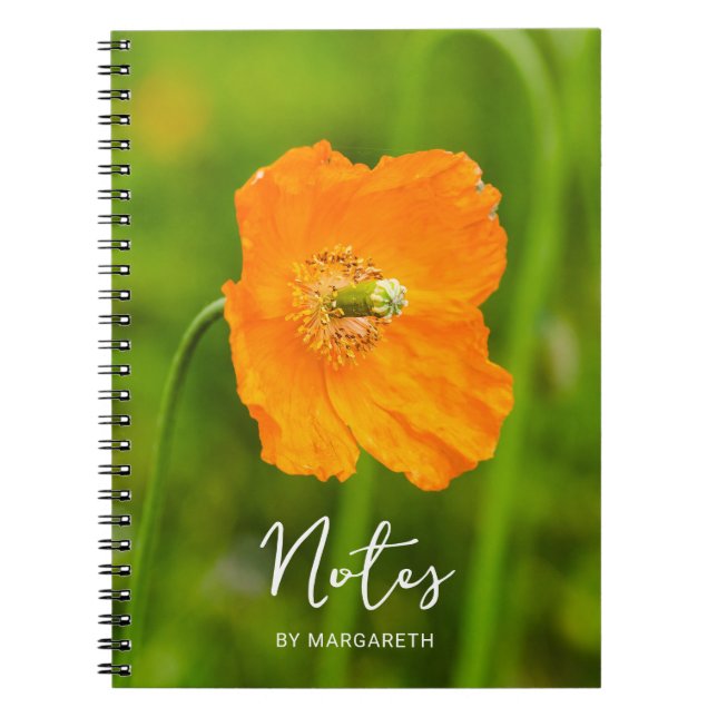 Orange Poppy Summer Blume Foto und benutzerdefinie Notizblock (Vorderseite)