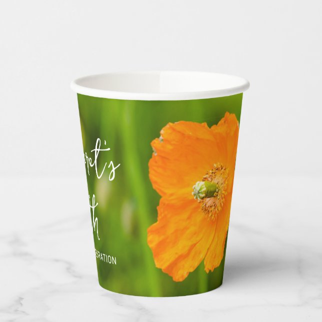 Orange Poppy Summer Flower On Green 50th Birthday Pappbecher (Links)