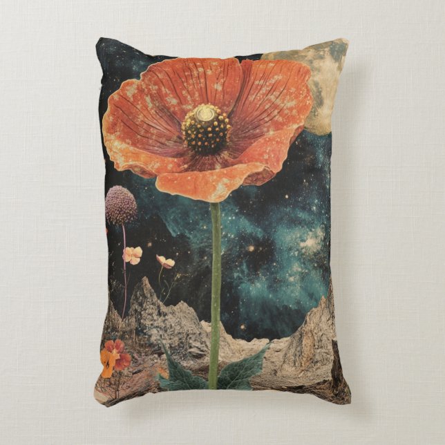 Orange Poppy Under Moonlight Dekokissen (Vorderseite(Vertikal))
