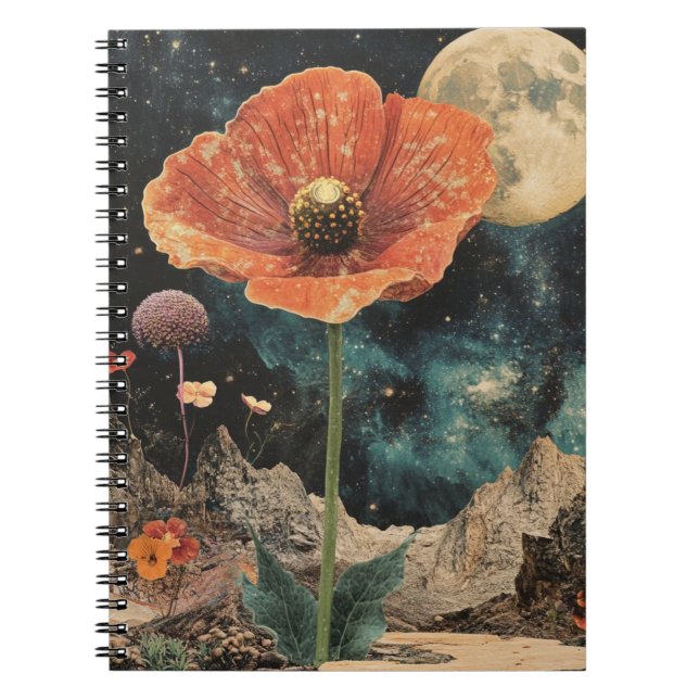 Orange Poppy Under Moonlight Notizblock (Vorderseite)