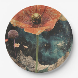 Orange Poppy Under Moonlight Pappteller