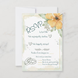 Orange Poppy Watercolor Florals RSVP Karte