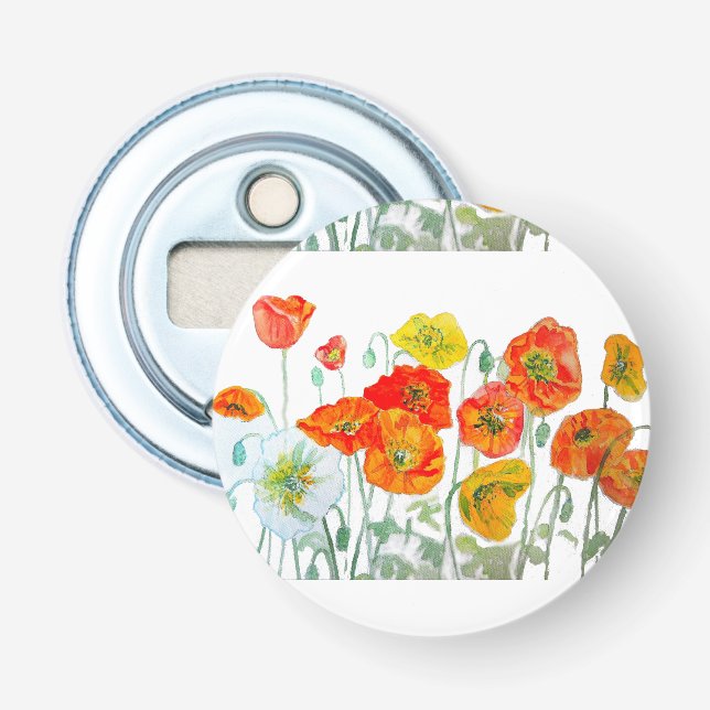 Orange Poppy Wedding Favour Floral Flower Flaschenöffner (Vorderseite)