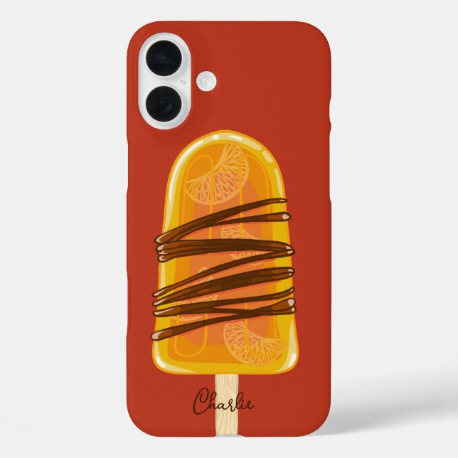 Orange Popsim individuelle Name iPhone 16 Plus Hülle (Rückseite)