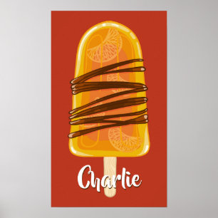 Orange Popsim individuelle Name Poster