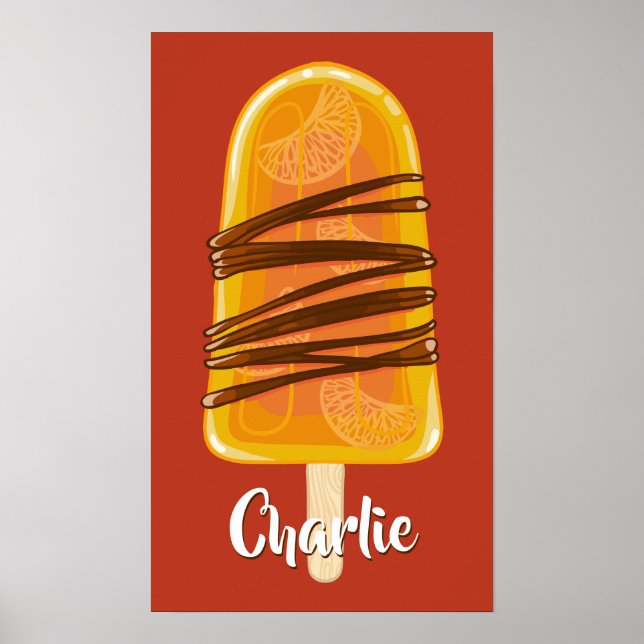 Orange Popsim individuelle Name Poster (Vorne)