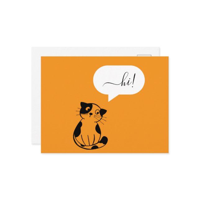 Orange Postcard mit Hi Cat Spaß Postkarte (Vorderseite/Rückseite Beispiel)