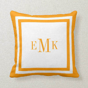 Orange Preppy Ribbon Dots Custom Monogram Kissen