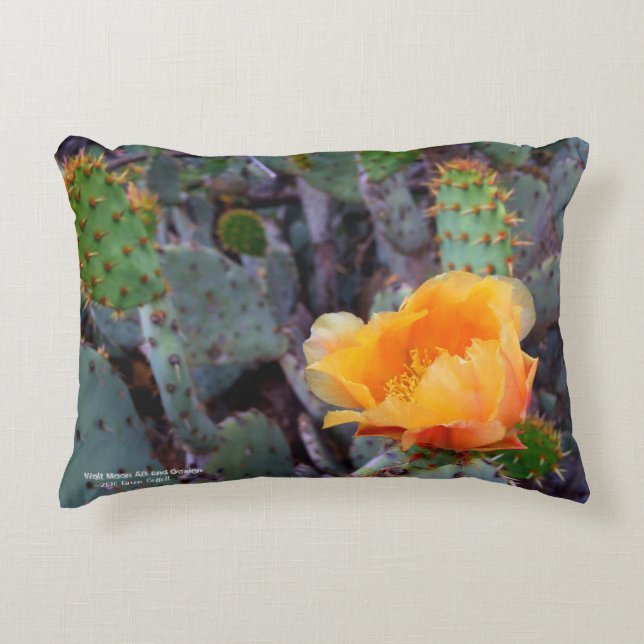 Orange Prickly Pear Cactus Blume Blossom Dekokissen (Vorderseite)