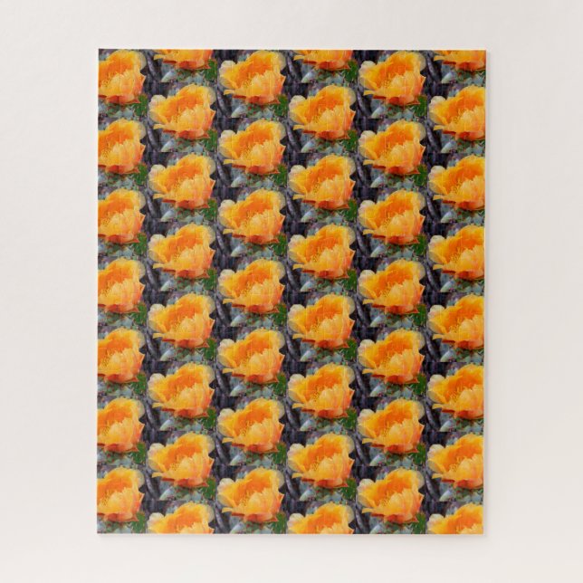 Orange Prickly Pear Cactus Blume Pattern (Vertikal)