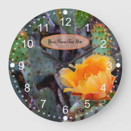 Orange Prickly Pear Opuntia Cactus Blume Foto Große Wanduhr