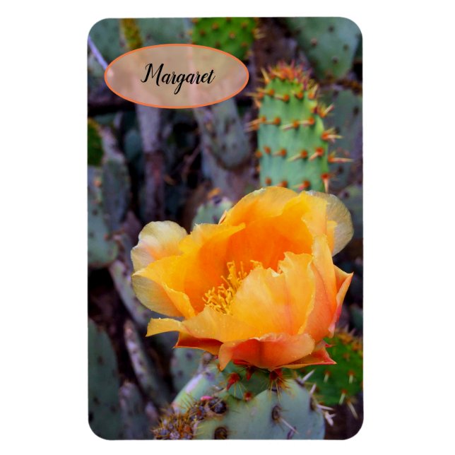 Orange Prickly Pear Opuntia Cactus Blume Foto Magnet (Vertikal)