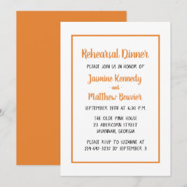 Orange Probe Abendessen Hochzeit im Herbst Minimal Einladung