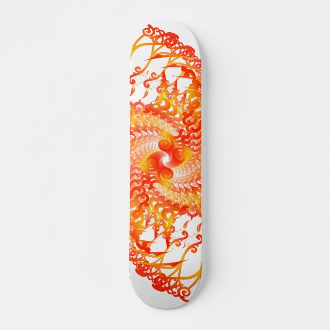 Orange Psychedelic Spirals Skateboard (Vorne)