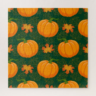 Orange Pumpkin Autumn Leaves Muster