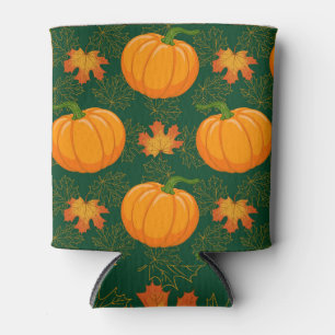 Orange Pumpkin Autumn Leaves Muster Dosenkühler