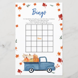 Orange Pumpkin Blue Truck Baby Dusche Bingo Spiel