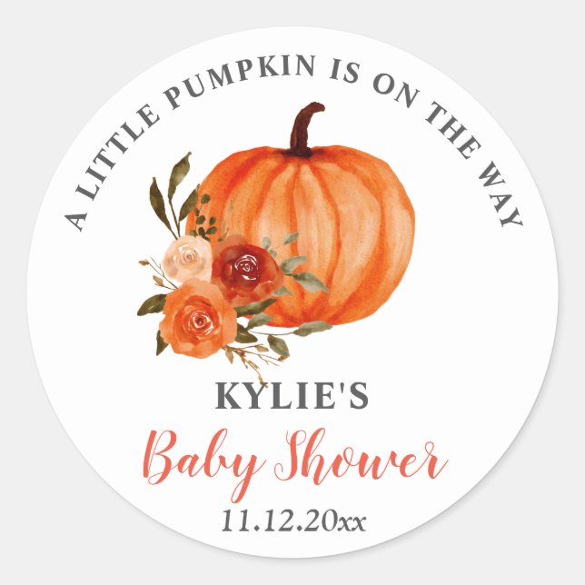 Orange Pumpkin Erntedank | Babydusche Runder Aufkleber (Vorderseite)