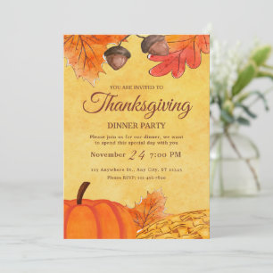 Orange Pumpkin Erntedank Dinner Party Printable Einladung