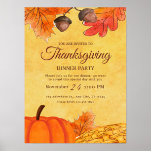 Orange Pumpkin Erntedank Dinner Party Printable Poster